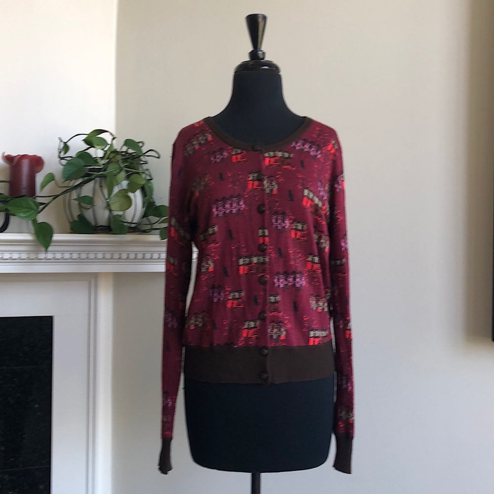 Knitted Dove “Houses” Cardigan